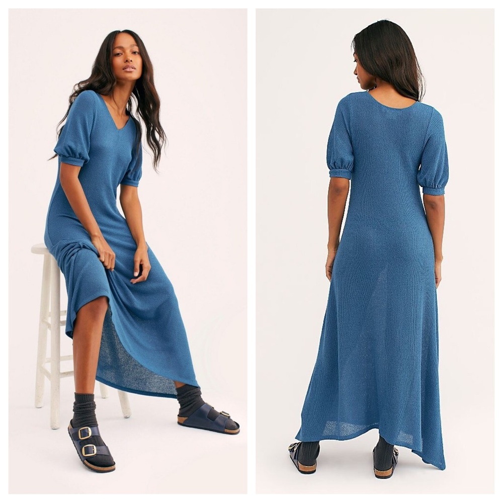 Free People Beach Montauk Sweater Maxi Dress - Blue